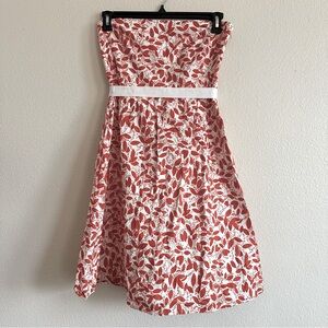 J. Crew Strapless Dress Red Orange and White Lined Skirt (might be size 6)